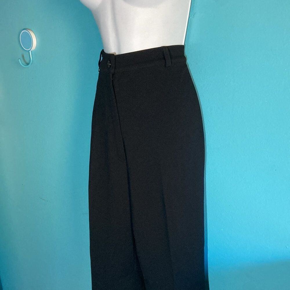 St. John Sport Women Size 10 Black Straight Leg Equestrian Patch Flat Front Pant